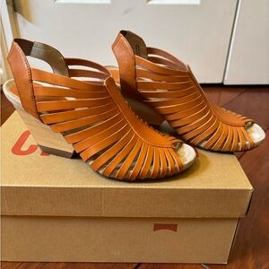 Camper Stylish Tan Wedge Sandals